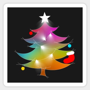 Colorful Rainbow Christmas Tree With Bright Christmas Lights Sticker